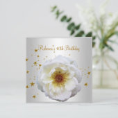 40歳の誕生日パーティーエレガント白黄色の花 招待状 (スタンド正面)