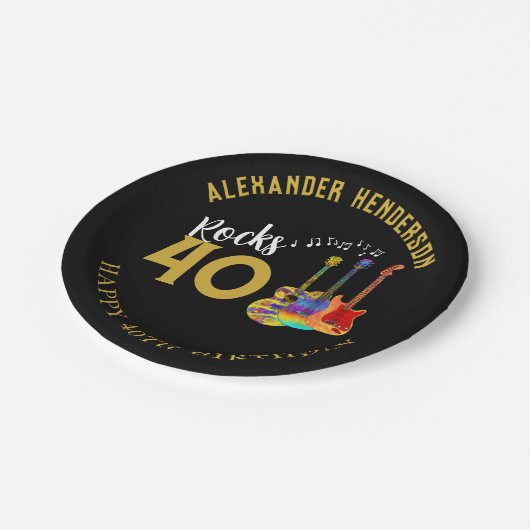 40歳の誕生日パーティーカスタムミュージックギターズロック40 ペーパープレート (アングル)
