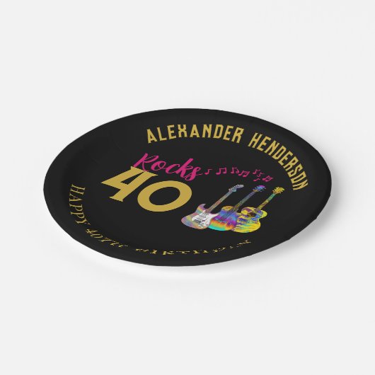 40歳の誕生日パーティーカスタムミュージックギターズロック40 ペーパープレート (アングル)