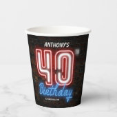 40歳の誕生日パーティーカッコいいネオン白熱［赤熱］光を放つサインカスタム 紙コップ (正面)