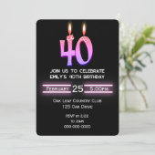 40歳の誕生日パーティーキャンドル 招待状 (スタンド正面)