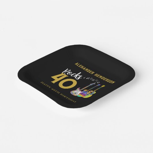 40歳の誕生日パーティーギターズミュージックネームロックス40 ペーパープレート (傾斜あり)