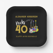 40歳の誕生日パーティーギターズミュージックネームロックス40 ペーパープレート (正面)
