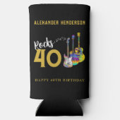 40歳の誕生日パーティーギターズミュージックロック40 スリム缶クーラー (裏面)