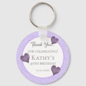 40歳の誕生日パーティーギフトパープルハートキーチェーン キーホルダー (正面)