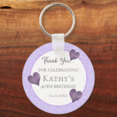 40歳の誕生日パーティーギフトパープルハートキーチェーン キーホルダー (正面)