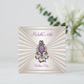 40歳の誕生日パーティークリームシルクマウベビーズ 招待状 (スタンド正面)