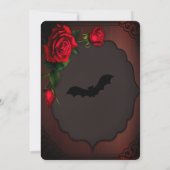 40歳の誕生日パーティーゴシック色の赤いバラ 招待状 (裏面)