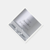 40歳の誕生日パーティーシルバーボウ スタンダードカクテルナプキン (角)