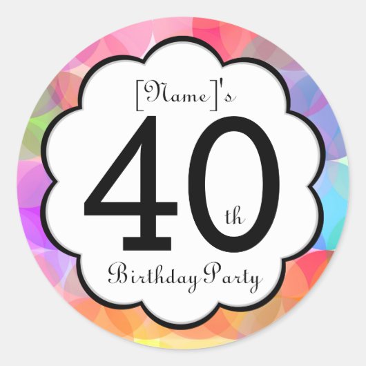 40歳の誕生日パーティーシール ラウンドシール (正面)
