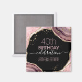 40歳の誕生日パーティーストーンと金ゴールドマグネット マグネット (正面/裏面)