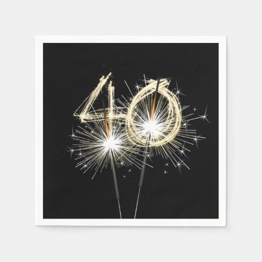 40歳の誕生日パーティースパーカーズオンブラック スタンダードカクテルナプキン (正面)