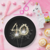 40歳の誕生日パーティースパーカーズオンブラック ペーパープレート (パーティー)
