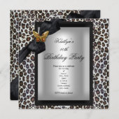 40歳の誕生日パーティーチータブラックバタフライ 招待状 (正面/裏面)