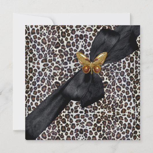 40歳の誕生日パーティーチータブラックバタフライ 招待状 (裏面)