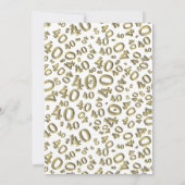 40歳の誕生日パーティーテーマ-金ゴールドとホワイトパターン 招待状 (裏面)