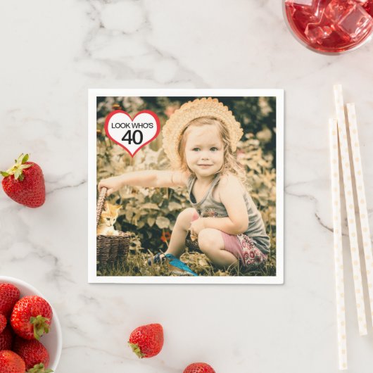 40歳の誕生日パーティーナプキンスと写真 スタンダードカクテルナプキン (インサイチュ)