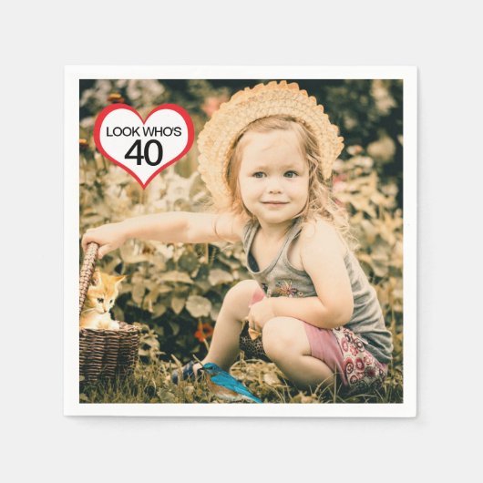 40歳の誕生日パーティーナプキンスと写真 スタンダードカクテルナプキン (正面)