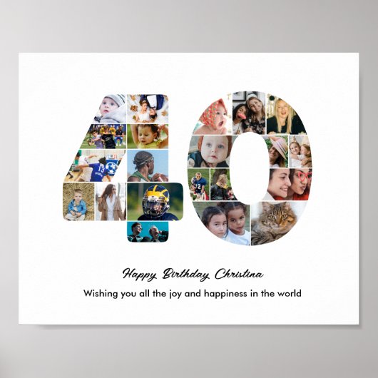 40歳の誕生日パーティーナンバー40フォトコラージュ ポスター (正面)