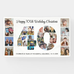 40歳の誕生日パーティーナンバー40フォトコラージュ 横断幕