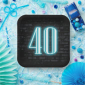 40歳の誕生日パーティーネオンサインオンブリック ペーパープレート (パーティー)