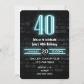 40歳の誕生日パーティーネオンサインオンブリック 招待状 (正面)