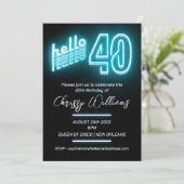 40歳の誕生日パーティーネオンブルー 招待状 (スタンド正面)