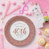 40歳の誕生日パーティーバラ金ゴールドパーソナライズされたグリッター ペーパープレート (パーティー)