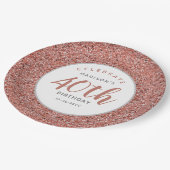 40歳の誕生日パーティーバラ金ゴールドパーソナライズされたグリッター ペーパープレート (アングル)