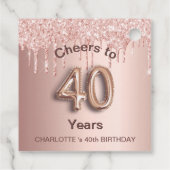 40歳の誕生日パーティーバラ金ゴールド赤面グリッター フェイバータグ (裏面)