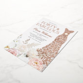 40歳の誕生日パーティーバラ金ゴールド 箔招待状 (回転した状態)