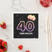 40歳の誕生日パーティーバルーンと紙吹雪 スタンダードカクテルナプキン (インサイチュ)