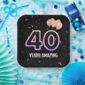 40歳の誕生日パーティーバルーンと紙吹雪 ペーパープレート (パーティー)