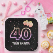 40歳の誕生日パーティーバルーンと紙吹雪 ペーパープレート (パーティー)