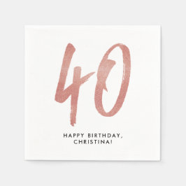 40歳の誕生日パーティーパーソナライズされたバラ金ゴールド スタンダードカクテルナプキン