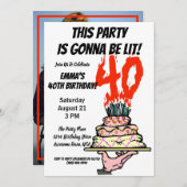 40歳の誕生日パーティーパーソナライズされた写真 招待状 (正面/裏面)