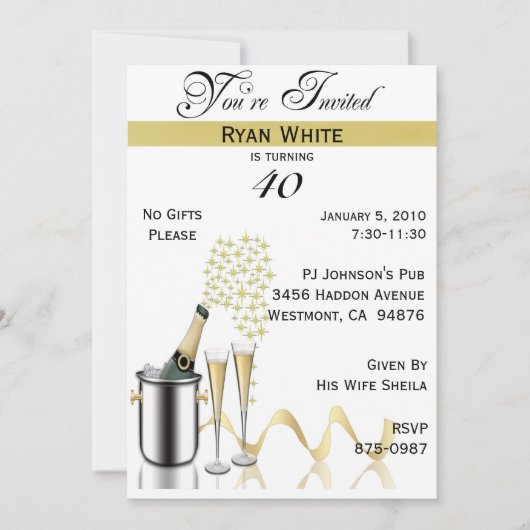 40歳の誕生日パーティーパーソナライズされた招待状 招待状 (正面)