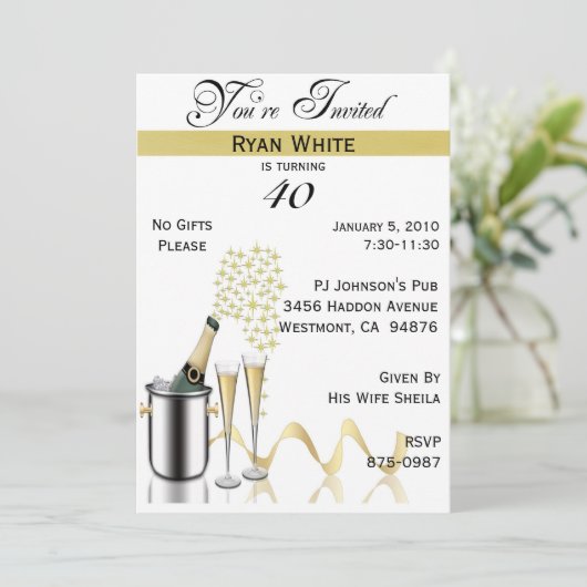 40歳の誕生日パーティーパーソナライズされた招待状 招待状 (スタンド正面)
