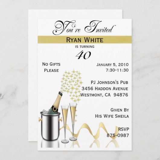 40歳の誕生日パーティーパーソナライズされた招待状 招待状 (正面/裏面)