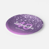 40歳の誕生日パーティーパープルピンクグリッター名 ペーパープレート (アングル)