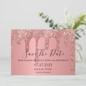 40歳の誕生日パーティーピンクスパークルグリッタードリップ セーブザデート (スタンド正面)