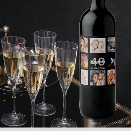 40歳の誕生日パーティーフォトコラージュ黒 ワインラベル