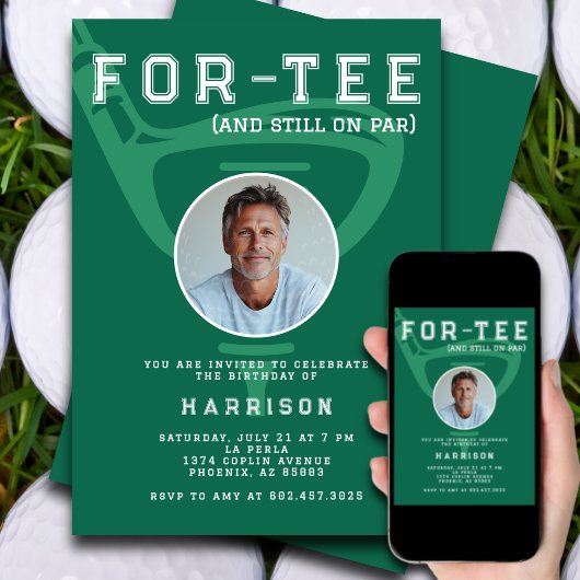 40歳の誕生日パーティーフォトゴモダンルフグリーン 招待状