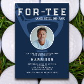 40歳の誕生日パーティーフォトゴモダンルフブルー 招待状