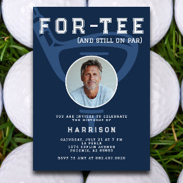 40歳の誕生日パーティーフォトゴモダンルフブルー 招待状