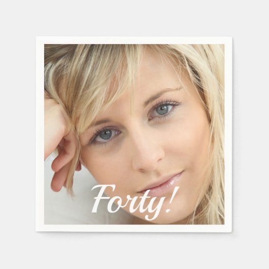 40歳の誕生日パーティーフォトスクリプト女性 スタンダードカクテルナプキン (正面)
