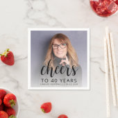 40歳の誕生日パーティーフォトブラックスクリプト応援 スタンダードカクテルナプキン (インサイチュ)