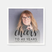 40歳の誕生日パーティーフォトブラックスクリプト応援 スタンダードカクテルナプキン (正面)