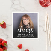 40歳の誕生日パーティーフォトホワイトスクリプト応援 スタンダードカクテルナプキン (インサイチュ)
