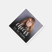 40歳の誕生日パーティーフォトホワイトスクリプト応援 スタンダードカクテルナプキン (角)